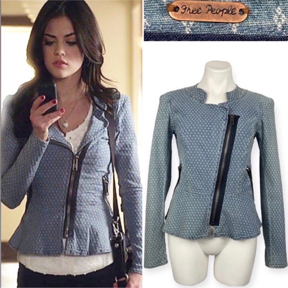 RARE Free People Peplum Moto Biker Jacket Aria Montgomery Pretty Little Liars 4